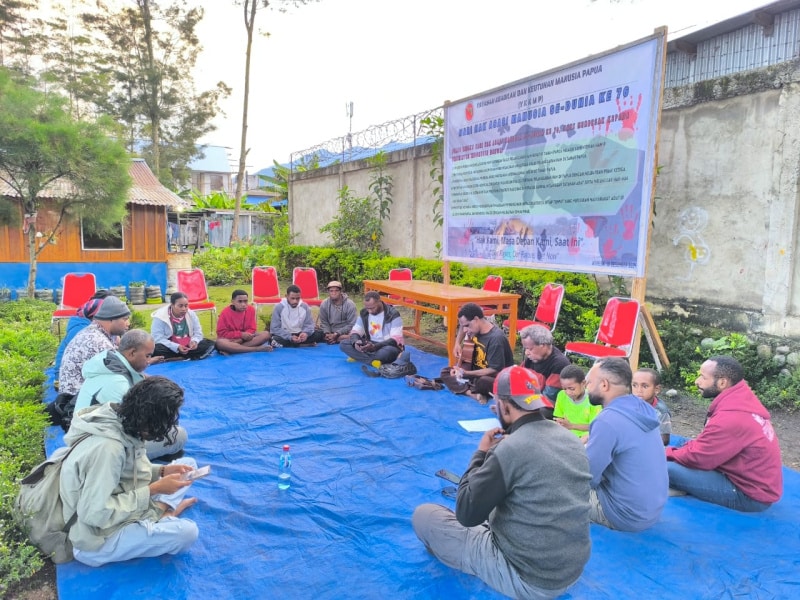 Yayasan Keadilan dan Keutuhan Manusia Papua (YKKMP) merayakan Hari HAM Sedunia ke-76 di Wamena, Jayawijaya, Provinsi Papua Pegunungan, 10 Desember 2024. - IST