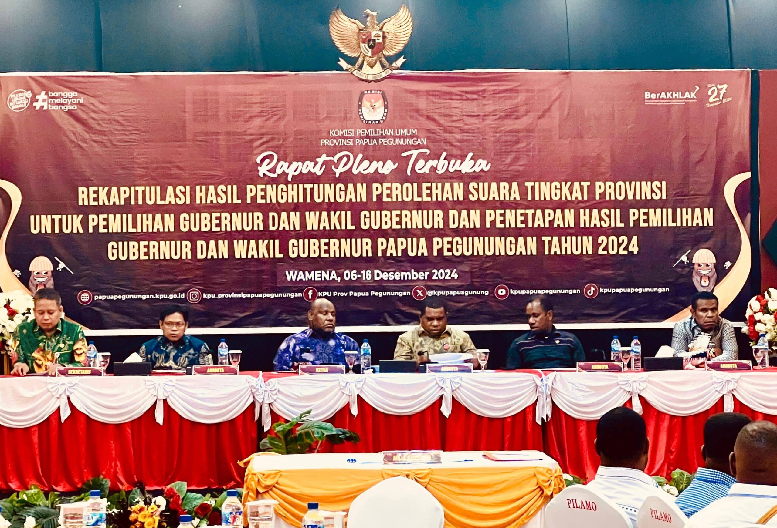 Rekapitulasi perolehan suara pemilihan Gubernur dan Wakil Gubernur Papua Pegunungan