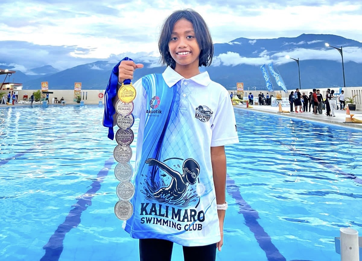 Atlet renang cilik asal Merauke, Papua Selatan, Nathania Zefanya Wohel saat mengikuti Kejurprov Renang Sulawesi Tengah Open 2025 se-Indonesia Timur. - Jubi/dok Nathania Zefanya Wohel