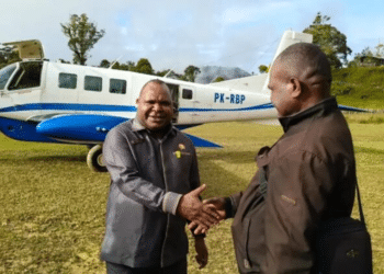 Central Papua People’s Representative Council (DPR) member Thobias Bagubau (left). – Courtesy of Jubi